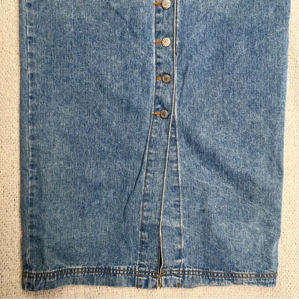 Vintage Maxi Denim Skirt Jay Jacobs Button Front Pencil Jean 90s Faded USA Jr 13 - Picture 3 of 16